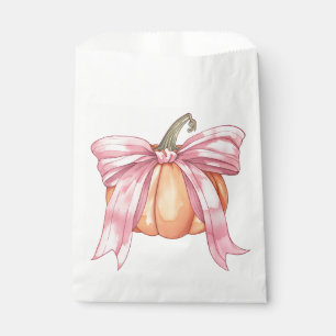 Pink Ribbon Pumpkin, Coquette Fall Pumpkin Bow Favor Bag