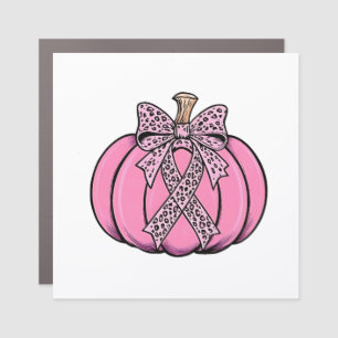 Pink Ribbon Pumpkin Face Halloween Breast Cancer Car Magnet