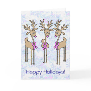 Pink Ribbon Reindeer - Breast Cancer Holiday Card