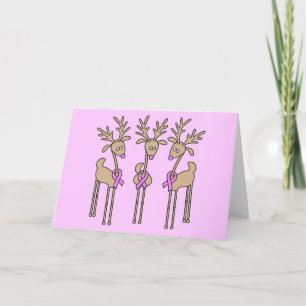 Pink Ribbon Reindeer - Breast Cancer Holiday Card