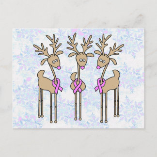 Pink Ribbon Reindeer - Breast Cancer Postcard