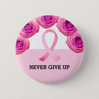 Pink Ribbon & Rose Breast Cancer Awareness   Button