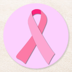 Pink Ribbon Round Paper Coaster