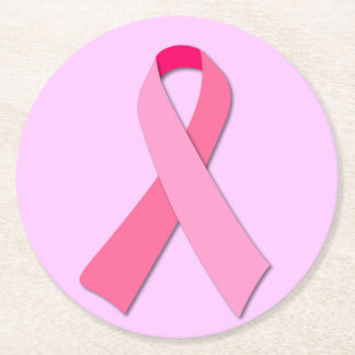 Pink Ribbon Round Paper Coaster