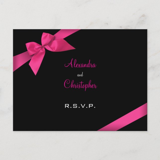 Pink Ribbon RSVP 2 Invitation Postcard (Front)