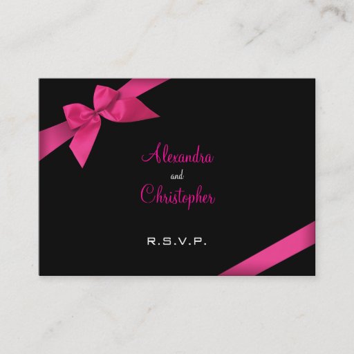 Customizable Pink Ribbon RSVP Minicard Business Card Template
