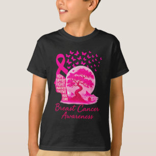 Pink Ribbon Sakura Bonsai Tree Mount Fuji Japanese T-Shirt