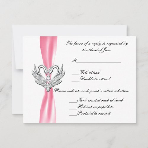 Pink Ribbon Silver Swans Response Card
