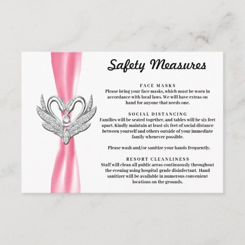 Pink Ribbon Silver Swans Safety Measures Enclosure Card