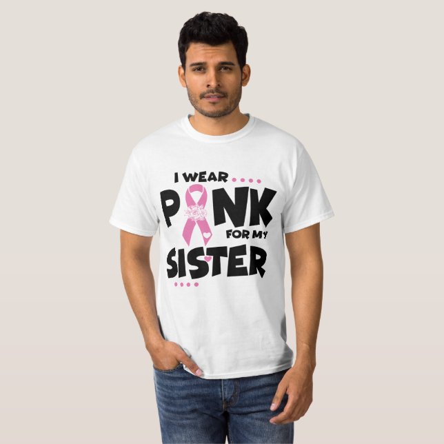 Pink Ribbon Sister Breast Cancer T-Shirt (Front Full)
