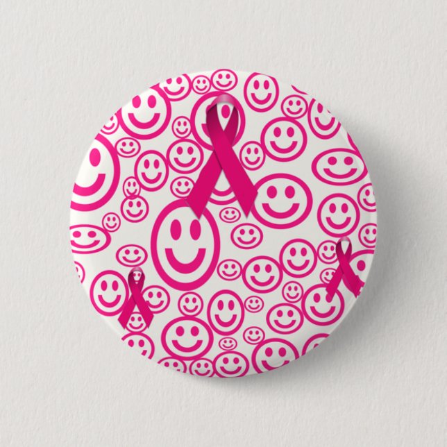 Pink Ribbon Smiles That Help Pinback Button (Front)