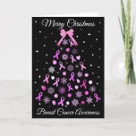 Pink Ribbon Snowflake Christmas Tree Holiday Card