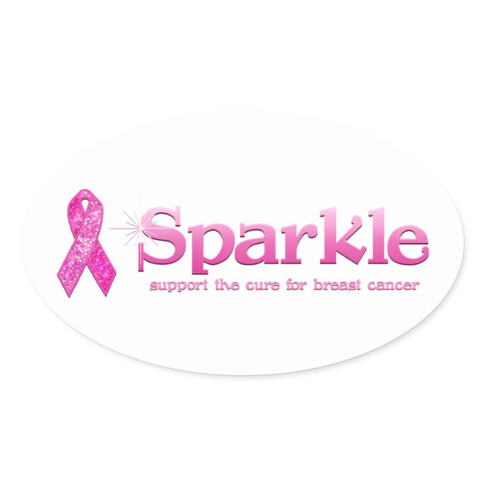 Pink Ribbon Sparkle gifts Oval Sticker