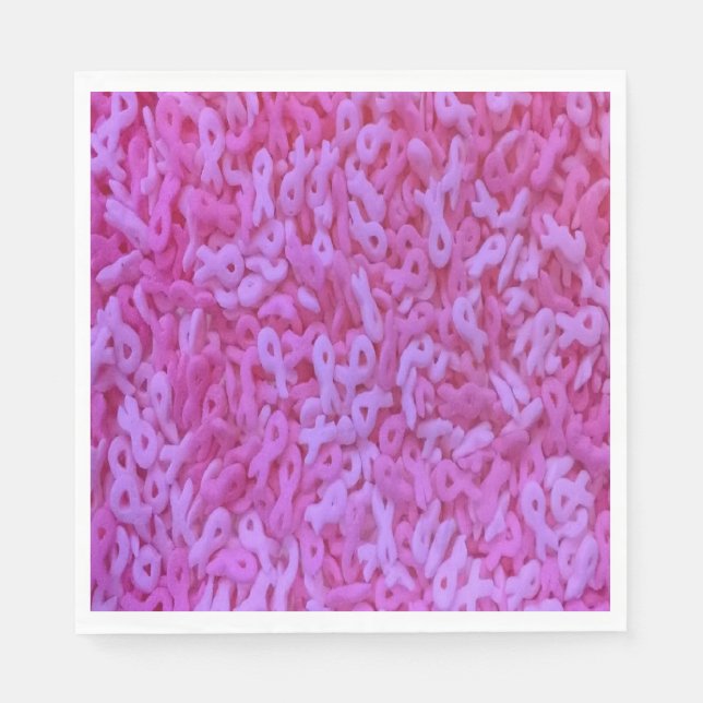 Pink Ribbon Sprinkle Paper Napkins (Front)