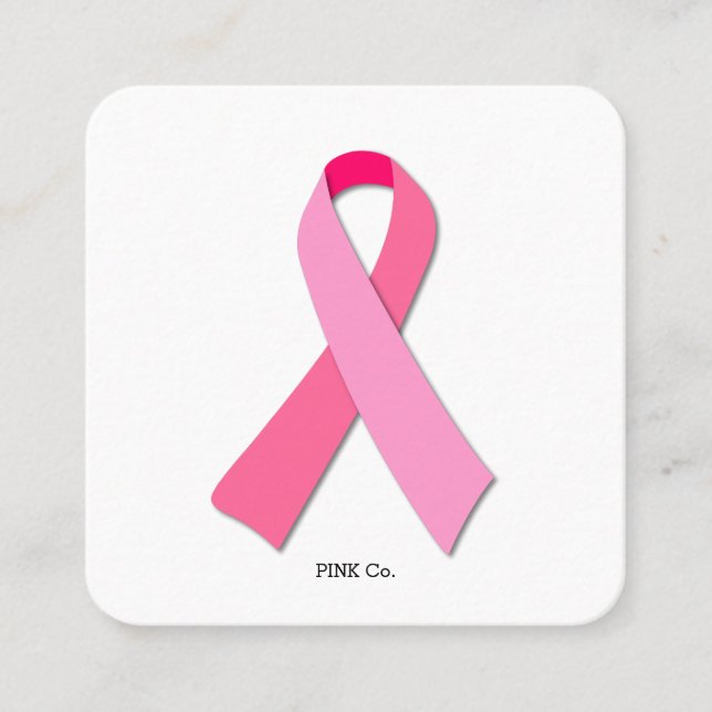 Pink Ribbon Square Business Card (Front)