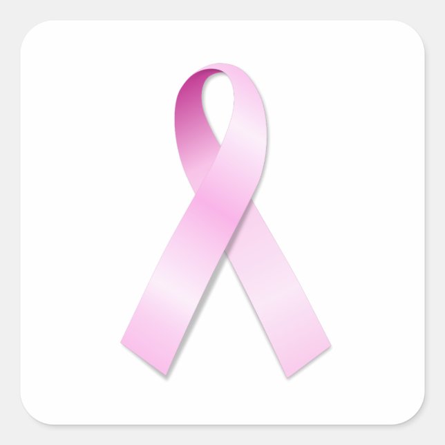 Pink Ribbon Square Sticker (Front)