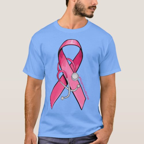 Pink Ribbon Stethoscope Registered Nurse Breast Ca T_Shirt