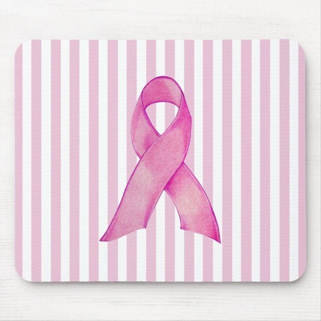 Pink Ribbon stripes Mousepad (Front)