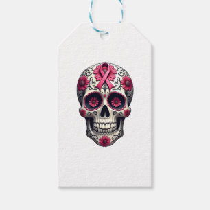 Pink Ribbon Sugar Skull Calavera Breast Cancer Awa Gift Tags
