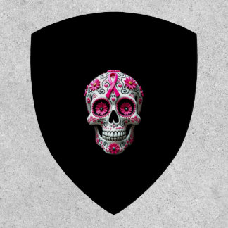 Pink Ribbon Sugar Skull Calavera Breast Cancer Awa Patch