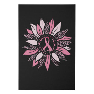 Pink Ribbon Sunflower Breast Cancer Awareness Gift Faux Canvas Print