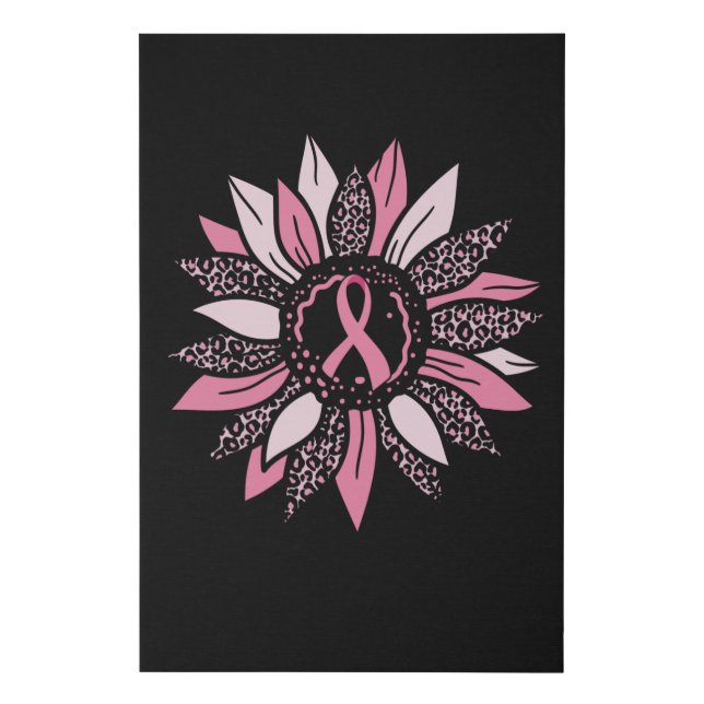 Pink Ribbon Sunflower Breast Cancer Awareness Gift Faux Canvas Print (Front)