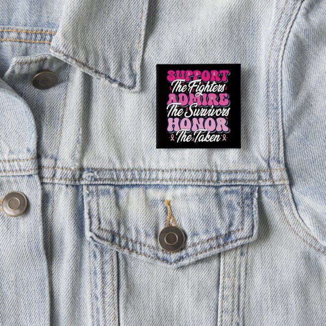 Pink Ribbon Support Admire Honor Breast Awareness Button (In Situ)