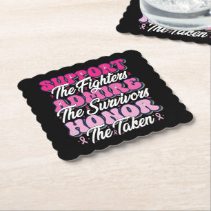 Pink Ribbon Support Admire Honor Breast Awareness Paper Coaster