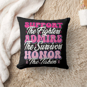 Pink Ribbon Support Admire Honor Breast Awareness Throw Pillow