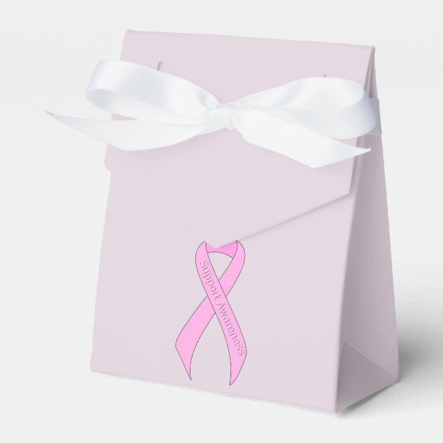 Pink Ribbon Support Awareness Favor Boxes (Front Side)