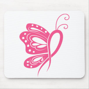 Pink Ribbon Survivor Breast Cancer Butterfly Mouse Pad