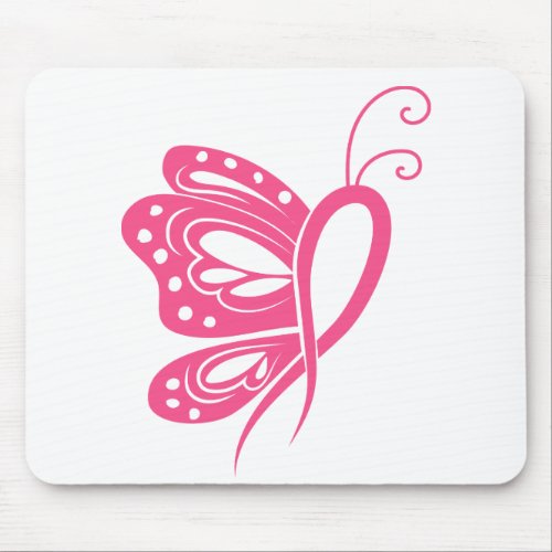 Pink Ribbon Survivor Breast Cancer Butterfly Mouse Pad