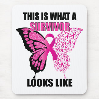 Pink Ribbon Survivor Butterfly Breast Cancer Mouse Pad