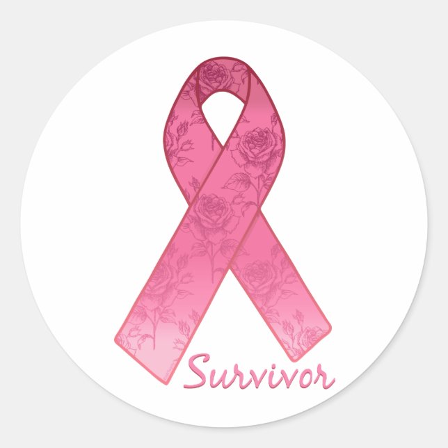 Pink Ribbon Survivor Classic Round Sticker (Front)