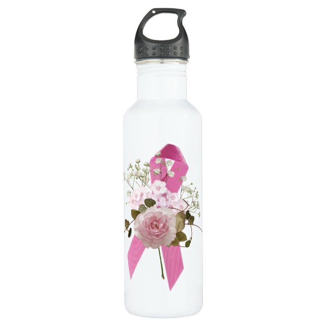 PInk Ribbon Survivor Stainless Steel Water Bottle (Front)