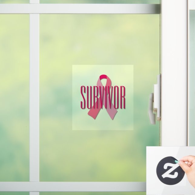 Pink Ribbon Survivor Window Cling (Home)