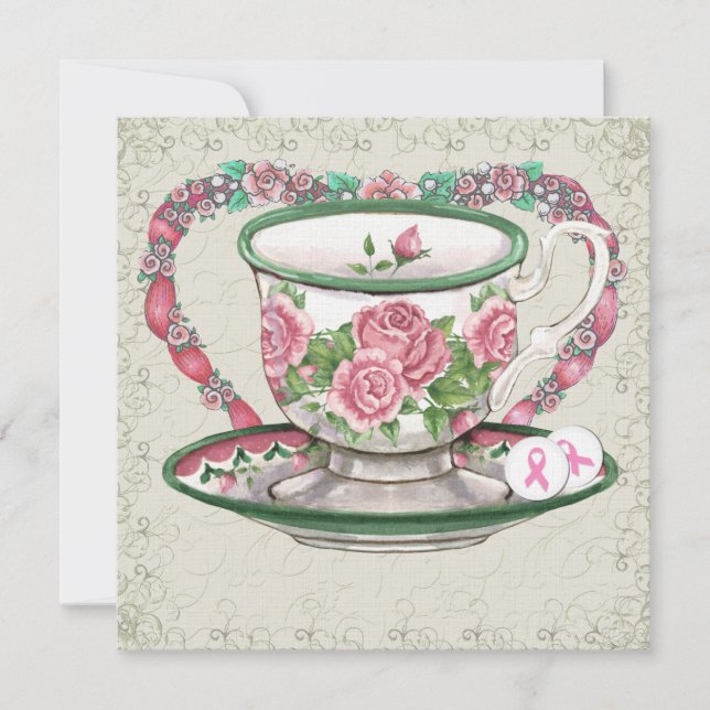 Pink Ribbon Sweet Tea Party - SRF Invitation (Front)