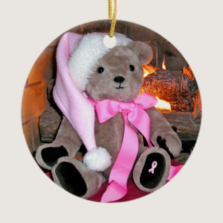 Pink Ribbon Teddy Bear Christmas Ornament