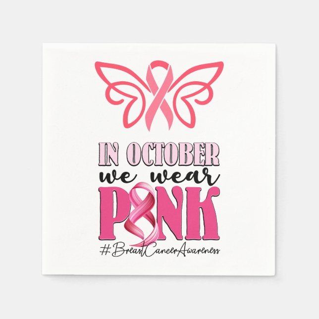 Pink Ribbon themed for  Breast Cancer Awareness  Napkins (Front)