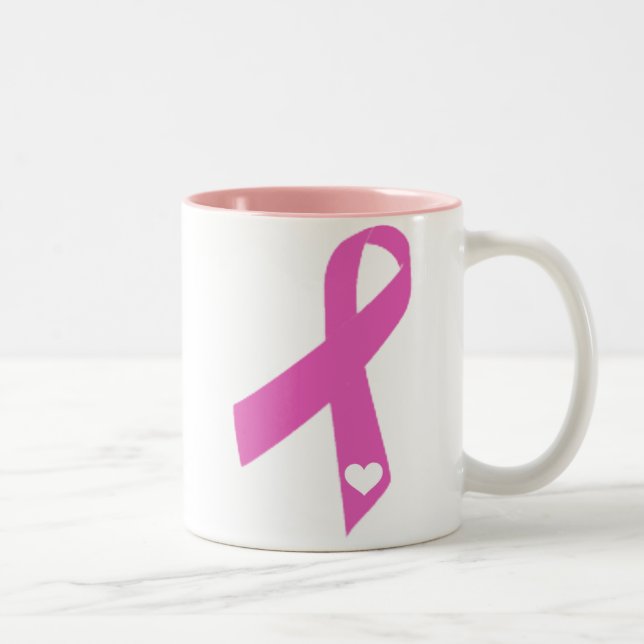 Pink Ribbon Two-Tone Coffee Mug (Right)