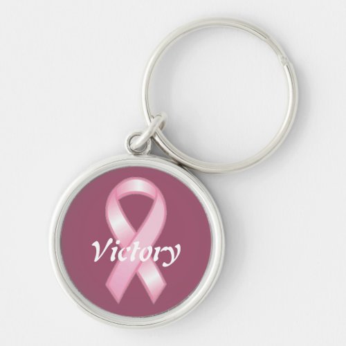 Pink Ribbon Victory over Cancer Keychain