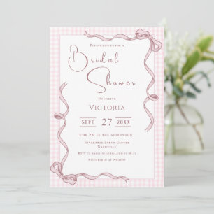 Pink Ribbon Vintage Bridal Shower Invitation