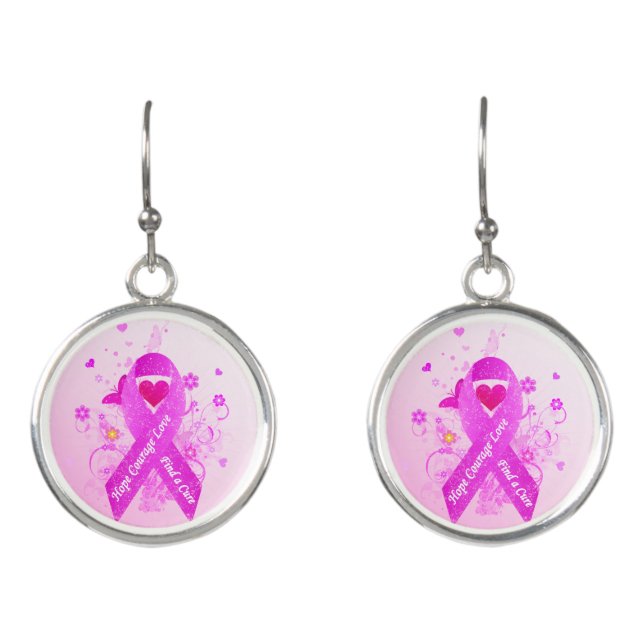 Pink Ribbon Vintage Earrings (Front)