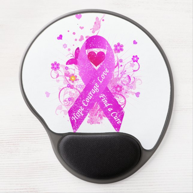 Pink Ribbon Vintage Gel Mouse Pad (Front)