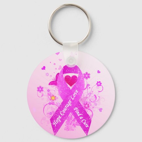 Pink Ribbon Vintage Keychain