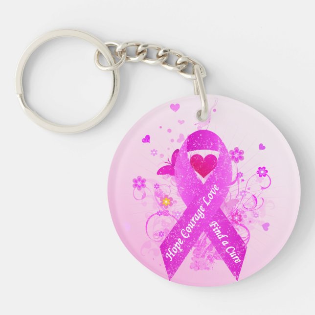 Pink Ribbon Vintage Keychain (Front)