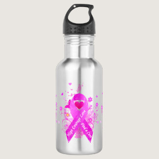 Pink Ribbon Vintage Stainless Steel Water Bottle