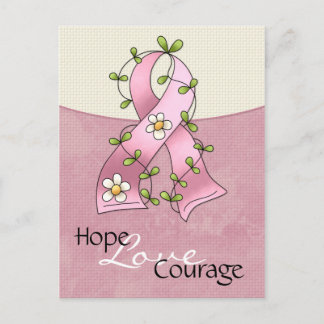 Pink Ribbon w/Flowers Design 1 Postcards