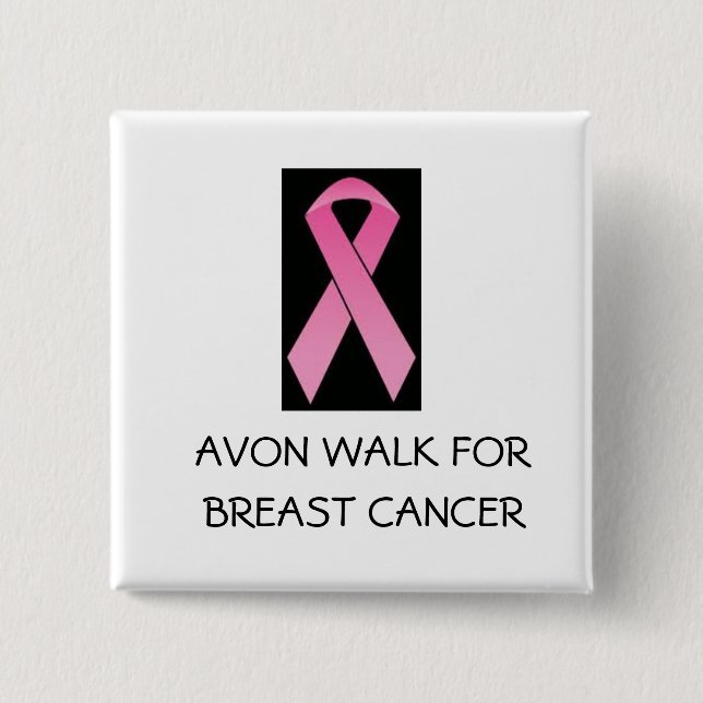 pink ribbon walk for breast cancer button (Front)