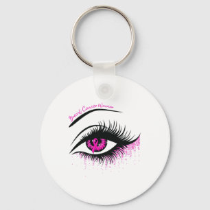 Pink Ribbon Warrior Breast Cancer Awareness Month Keychain